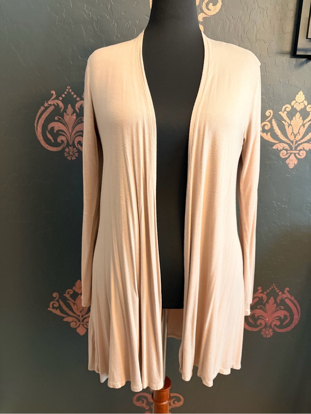 Light Beige Open-Front Women's Cardigan Sweater